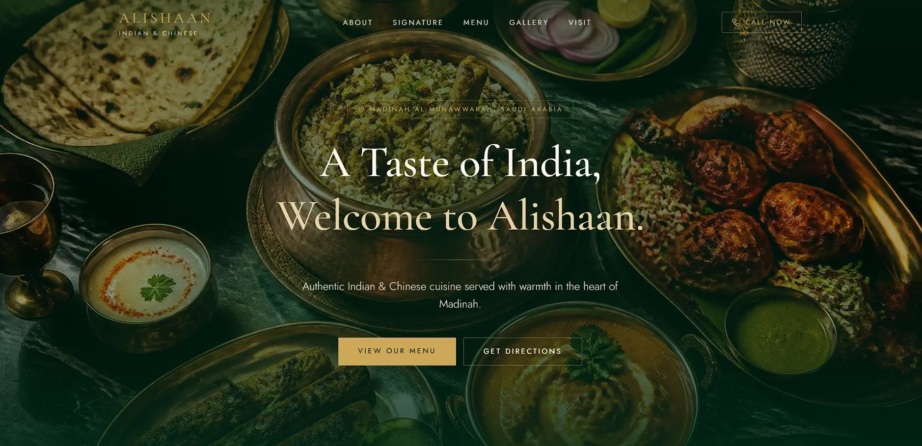 Alishaan Restaurant website preview